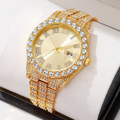 2025 hot-selling export watch: european and american men's personalized hip-hop feng shui ghost roman numeral diamond-inlaid quartz watch for men