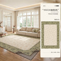 Removable and washable carpet for living room and bedroom, green retro medieval style, machine washable, double layer classy soundproof floor mat for home use