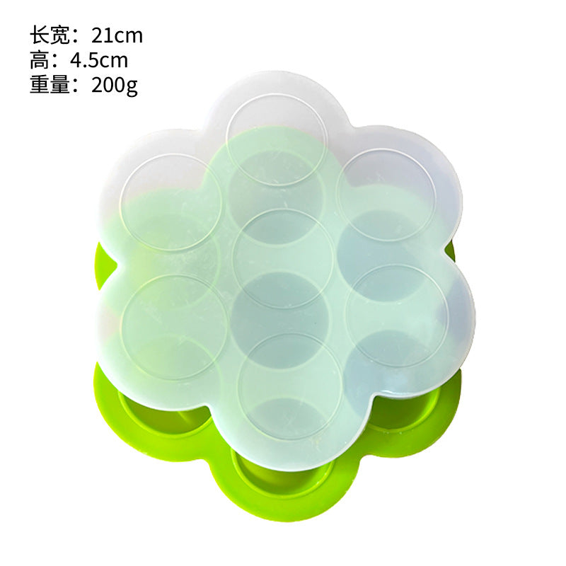 7-Hole silicone complementary food box, ice compartment with lid, baby food crisper, air fryer, pressure cooker, steamed egg mold