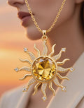 e-commerce exclusive: trendy european and american style sun necklace, gold diamond radiance pendant, understated luxury birthday gift for women