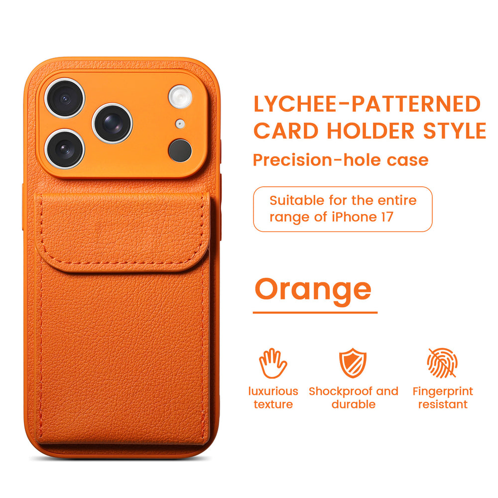 iphone 17 pro max leather case card holder phone case apple 16 vegan leather matte anti-drop protective cover
