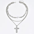 European and american cross-border jewelry: fashionable, light luxury, full diamond cross pendant necklace, multi-layered punk minimalist choker