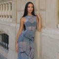 European and american style cross-border women's clothing: sheer, sexy, and fashionable bodycon mini dress - perfect for going out. available on . round neck maxi dress