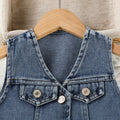 European and american cross-border children's wear: girls' summer denim vest top and pleated skirt two-piece set for toddlers and young children