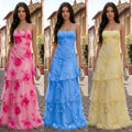 C7710 cross-border   fashion women's sexy mesh suspender floral dress