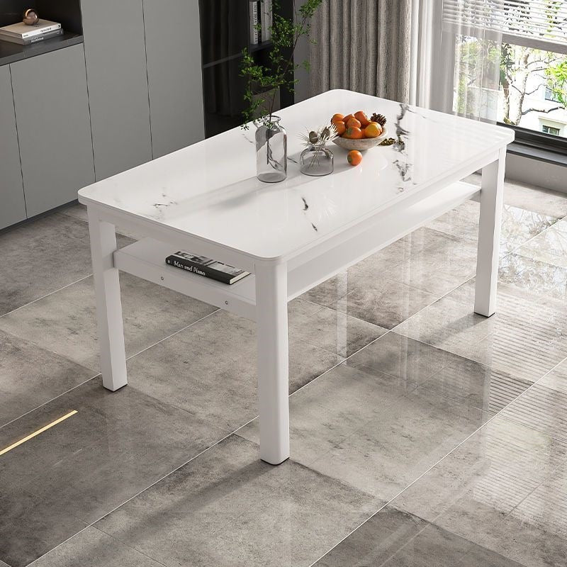 Modern tempered glass double-layer dining table and chair set - perfect for small spaces, home use, rental properties, and dining areas