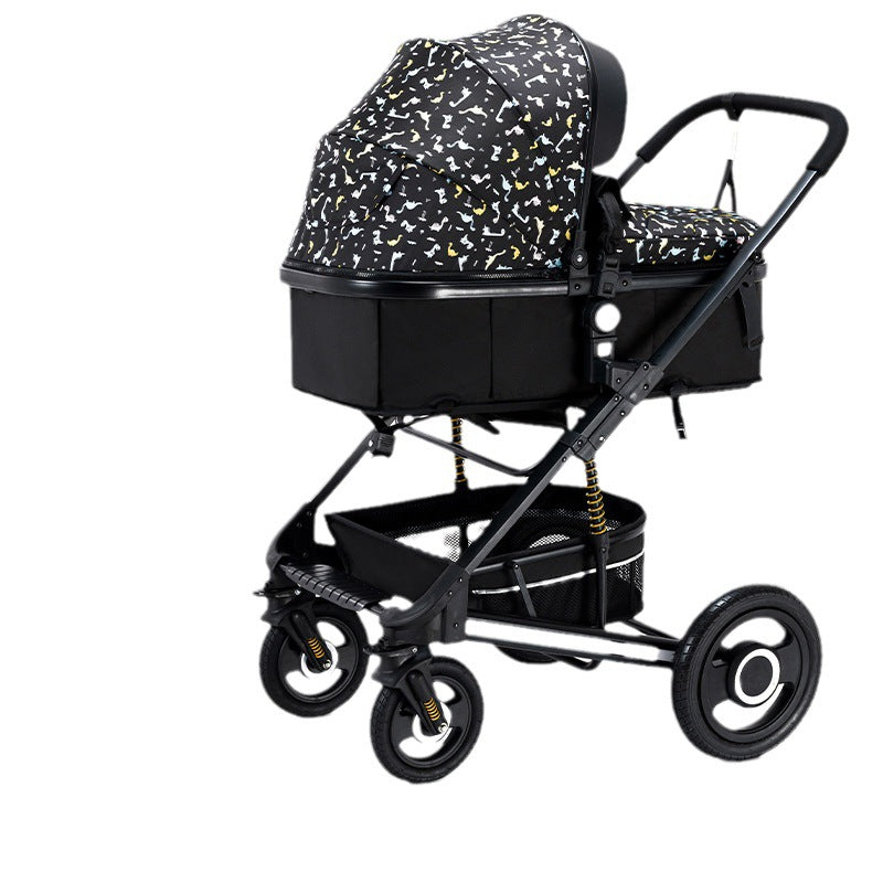 Baby stroller: lightweight, all-weather, full coverage, reclining, mesh breathable, one-button fold, high-view pram
