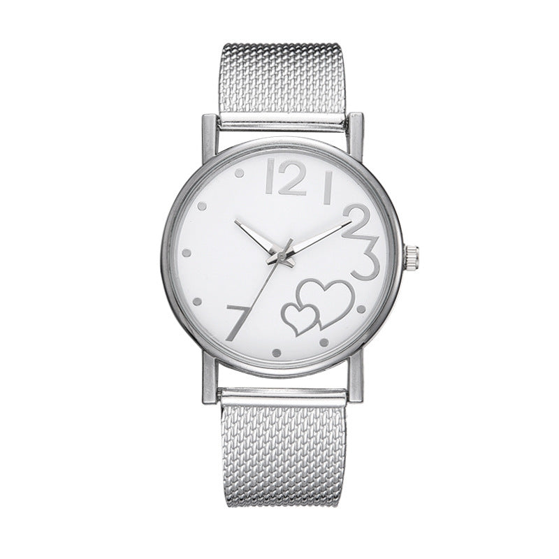 New arrival: women's casual fashion mesh strap heart-shaped watch - wholesale direct from manufacturer
