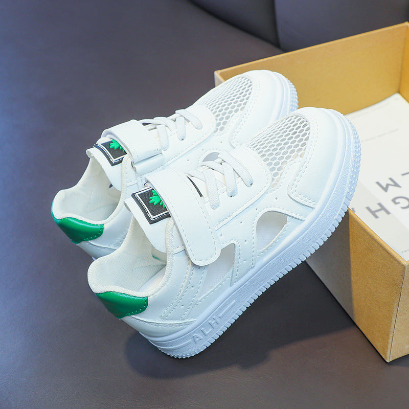 Children's mesh shoes 2025 summer new girls thin shoes breathable single mesh shoes low-top boys white shoes