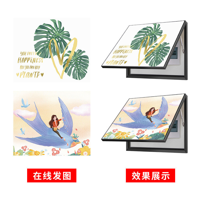 Meter box decorative painting custom switch blocking distribution box decorative painting, push-pull flip cover electric box painting with frame wholesale