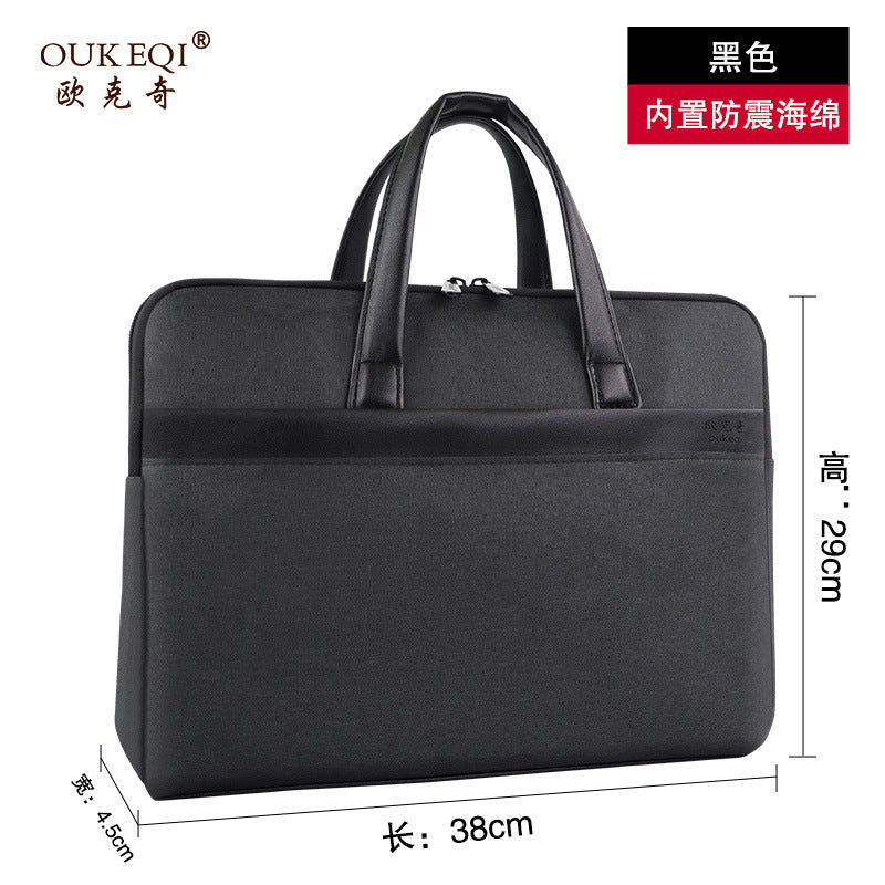 Portable briefcase zippered office bag conference bag satchel document bag document bag business bag printing logo