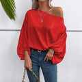 Amazon us & europe fashion independent store  winter new off-the-shoulder satin blouse - loose, asymmetrical top