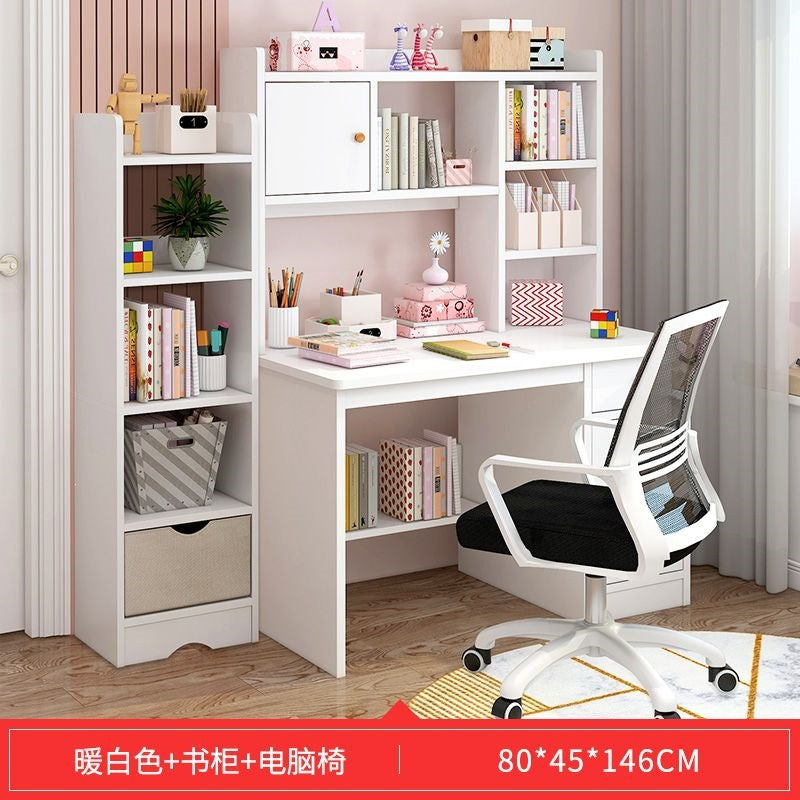 Children's study desk home desk bookshelf integrated elementary school student simple writing desk bedroom computer desk and chair set