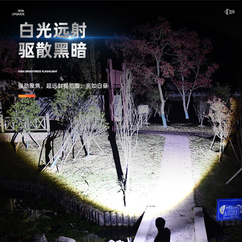 Super white laser sky-piercing cannon second cigarette lighting output telescopic zoom strong light portable light large steel cannon aluminum alloy flashlight