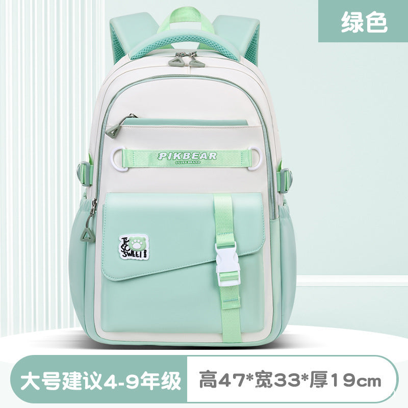 2025 schoolbag junior high school girls water-repellent nylon oxford cloth ultra-light spine-protecting backpack junior high school schoolbag