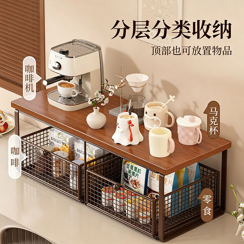 Desktop storage rack cup holder cup storage handy gadget drawer dining table side counter snack multi-layer tea bag tea cup