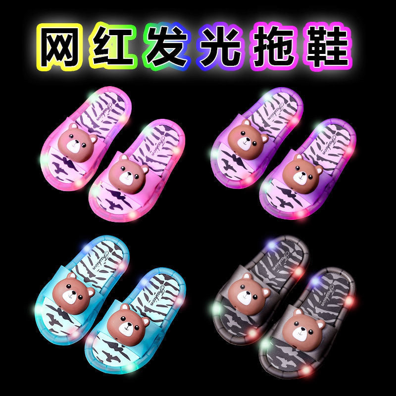 2024 kids' summer light-up slippers: trendy cartoon animal design for indoor/outdoor wear - perfect for toddlers and young children