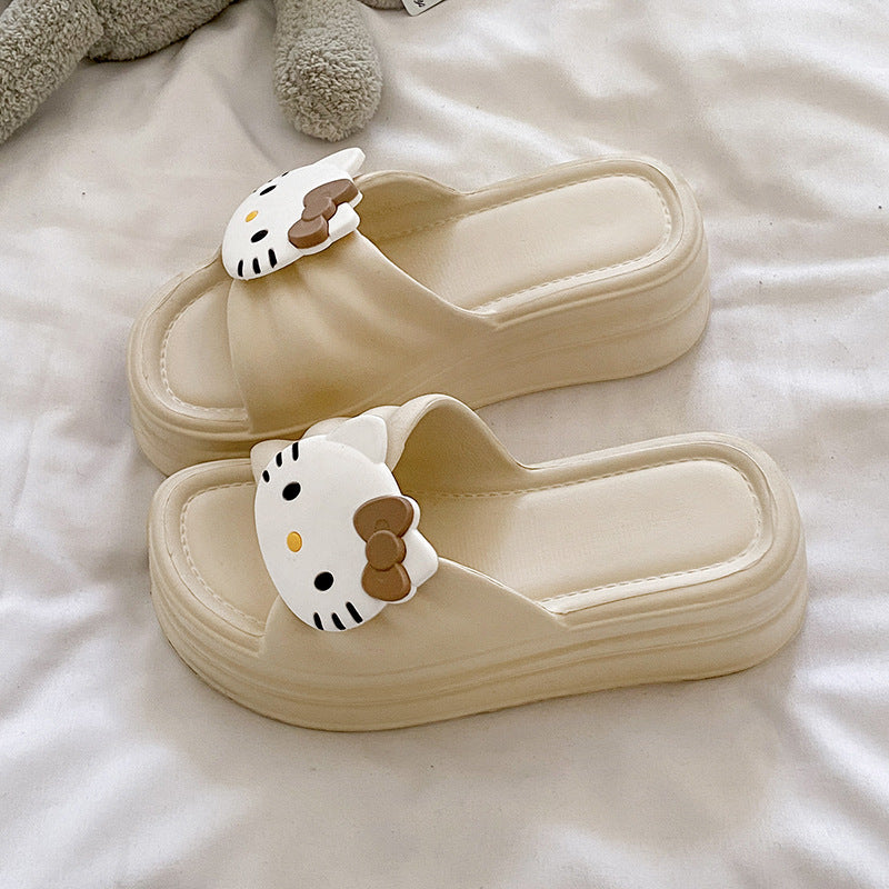 Kt cat cute slippers women's new thick sole home outwear easiest for matchnon-slip stomping on shit feeling cool slippers women