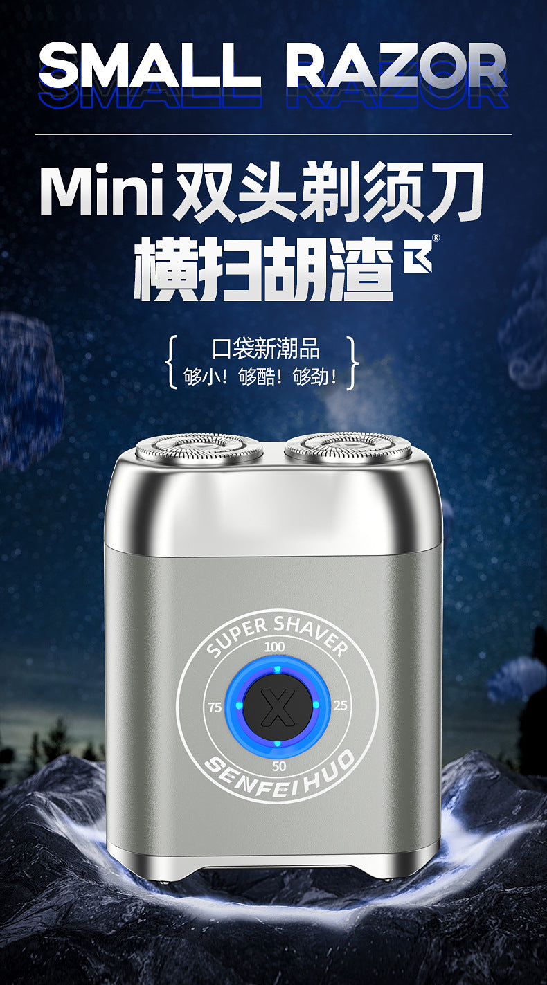 New mini electric shaver - compact, powerful, and portable. aluminum alloy beard trimmer, washable, for men