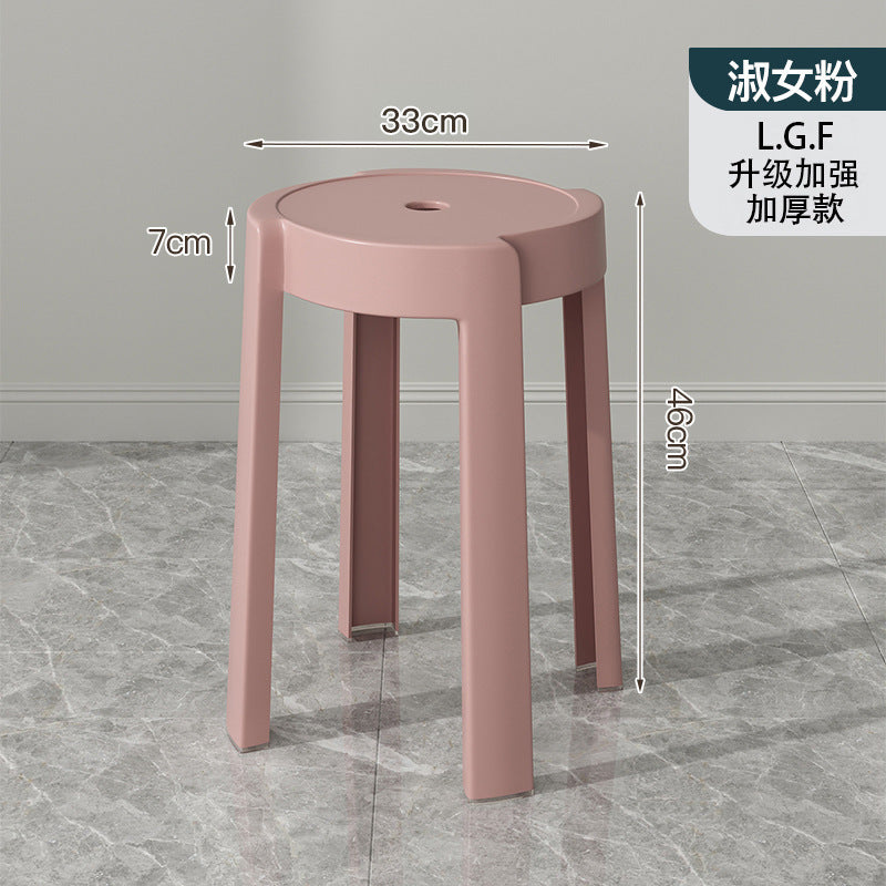 Popular plastic stool for home stackable thickened high stool windmill round plastic stool casual restaurant spare dining table and chairs