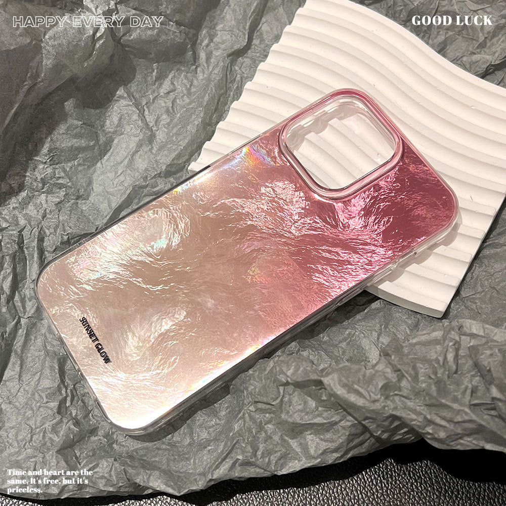 Girly pink sunset phone case for apple 16 pro max, anti-drop iphone 17 fashion protective cover