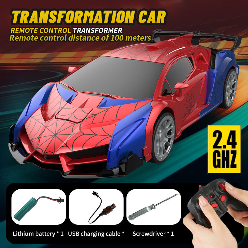 popular spider steel deformation remote control electric car 2.4g deformation remote control car kids family toy car