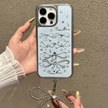 Joyful notes electroplated phone case for iphone 16 pro max, apple 15 epoxy protective cover, 14 bowknot design