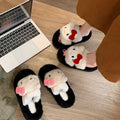2025 autumn/winter trendy fuzzy slippers - women's outdoor one-strap slides, chunky sole home cotton slippers for winter