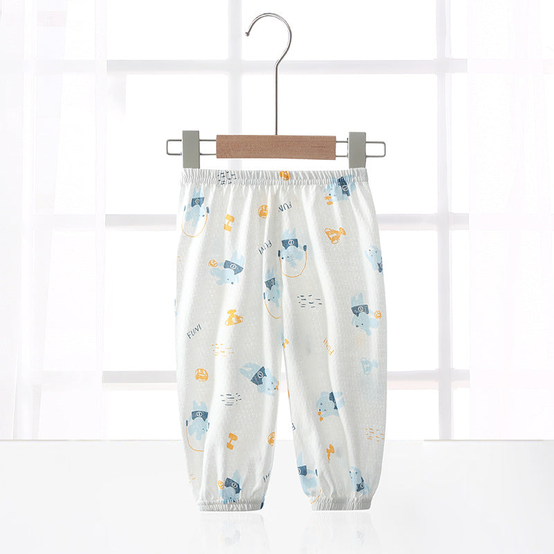 Baby pants summer boys and girls anti-mosquito pants thin baby pure cotton bloomers lightweight breathable cartoon printing pants