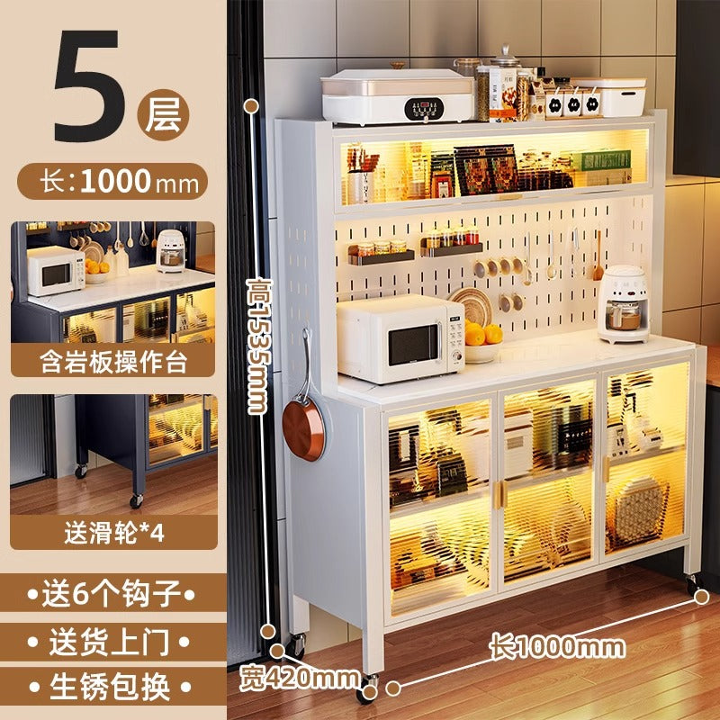 Kitchen storage cabinet thickened dustproof sideboard floor-standing multi-layer microwave oven storage cabinet cupboard with door cupboard