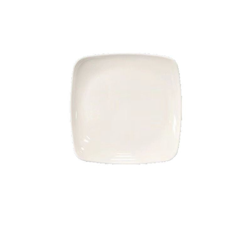 White square melamine dinnerware set - western style plates, fast food plates, covered fried rice/sauce dishes - wholesale for student cafeterias and dining halls