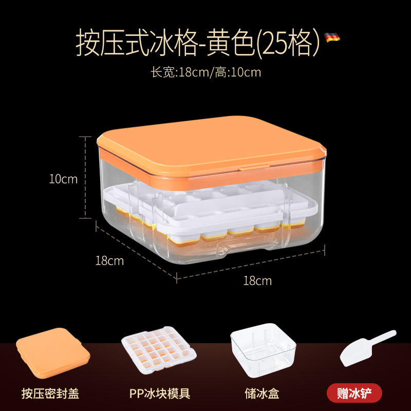 One bite summer ice cube box commercial silicone ice grid with lid ice box food grade ice cube mold press ice grid