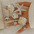 Starfish ring wholesale european and american cross-border jewelry ocean style ins high-end ring 7-piece set conch open ring