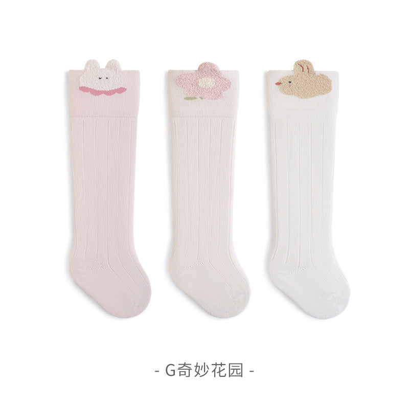 Babylon kids' knee-high socks, 3-pair pack, class a animal-themed infant socks, combed cotton, seamless baby socks