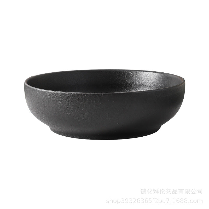 Ceramic 12inch large plate matte black 14inch large plate large bowl restaurant large plate boiled fish basin hotel plate wholesale