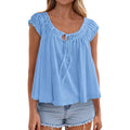 fashioneleganttie backrufflesshirt women's  summer new arrivalfashion pleated tops