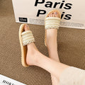 Summer new arrival: faux straw flat sandals - bohemian style lightweight beach slippers - women's sandals in stock