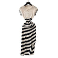 Korean chic niche retro fashion color block diagonal stripe dress - women's slim fit bodycon knit mini dress with slit