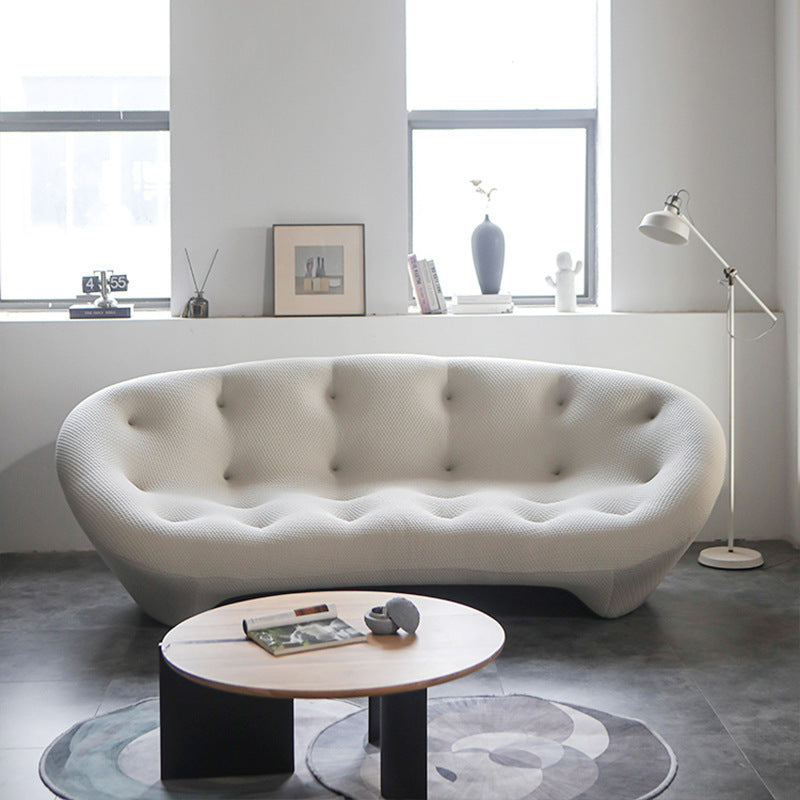 Designer's freehand space italian normcore shell sofa living room curved lounge chair cream style accessible luxury small apartment sand
