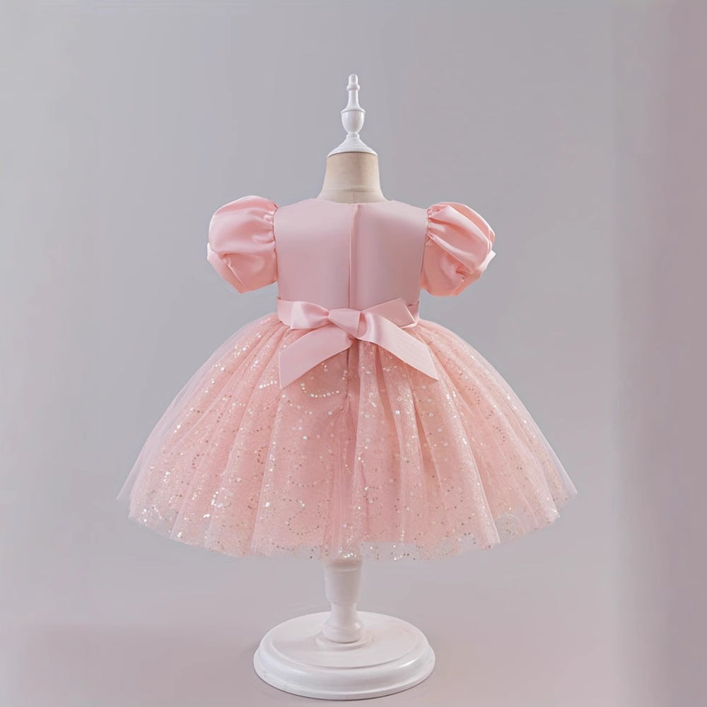 Export kidswedding dress skirt puffy mesh princess skirt 3-15 years old medium and large children's clothing girl white performance costume