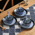 Japanese blue pattern soup bowl for home creative ramen bowl student dormitory instant noodle bowl rice bowl salad bowl retro bowl