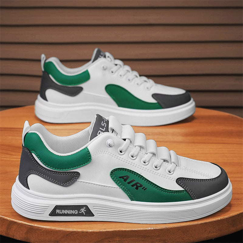 Men's summer new leather sneakers breathable athletic casual shoes youth trendy korean style versatile men's white shoes