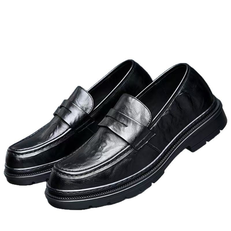 New men's leather shoes - slip-on style, perfect for business, weddings, interviews, and casual wear. featuring a comfortable, thick sole and a classic british design