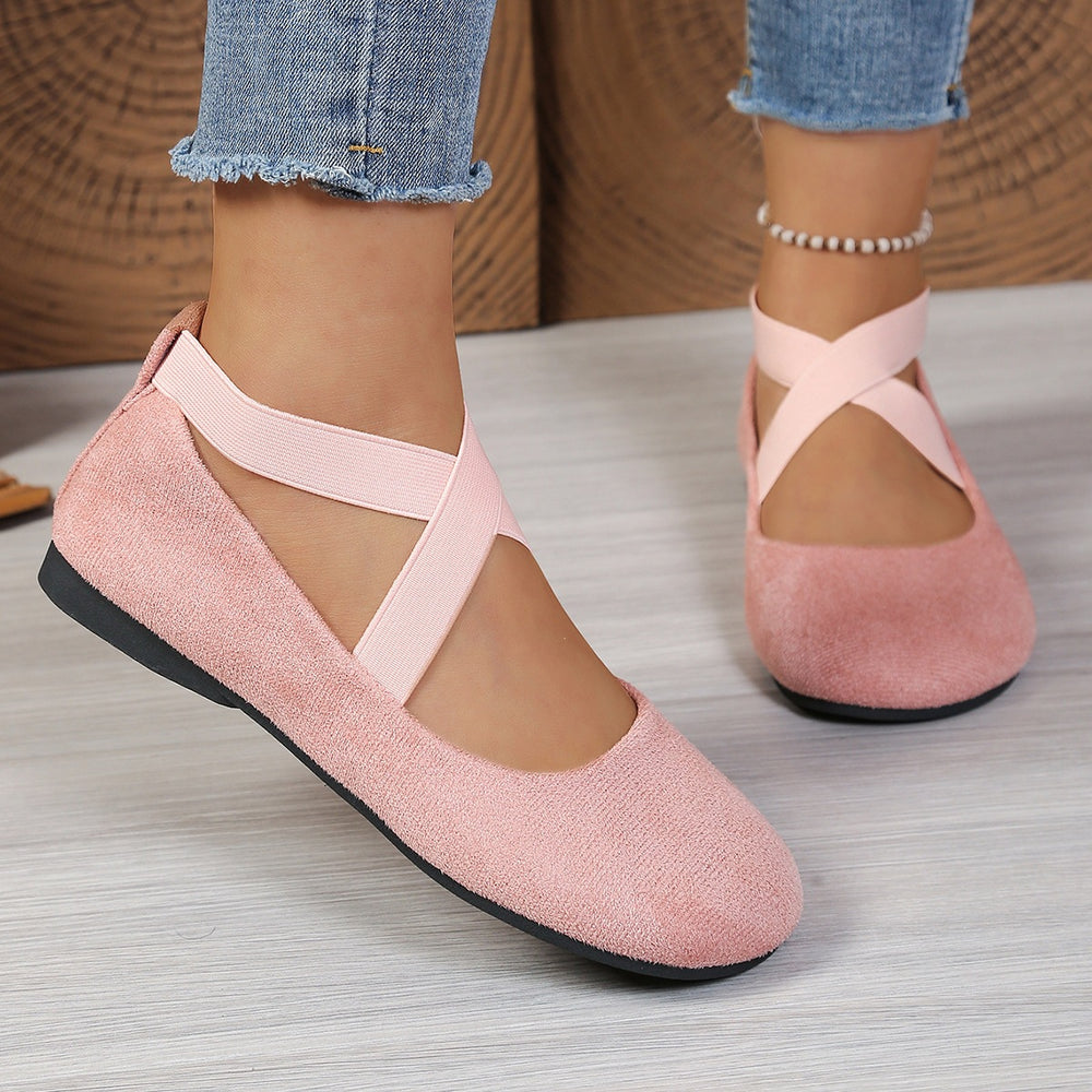 plus size suede cross elastic band round toe lazy flatssummernew arrivalflats beanie shoes in stock wholesale