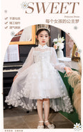 Amazon new girls' dress - train, lace, and tulle tutu - flower girl, banquet, and performance dress - cross-border ready stock