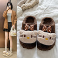 Kt cat casual women's lambswool slippers - autumn/winter cute cartoon warm non-slip home thick-soled closed-toe cotton slippers