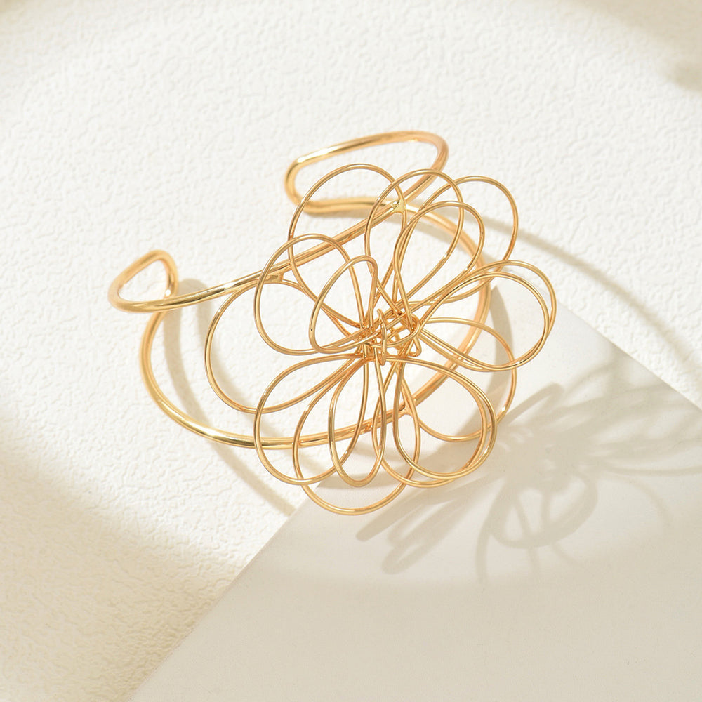 Multi-layered flower ring earrings wholesale cross-border niche design wrapped accessories irregular lines hollow bracelet for women