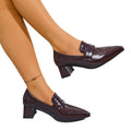 Plus size british style pointed toe loafers for women -  summer new arrival - retro slip-on single shoes with chunky heel - small leather shoes