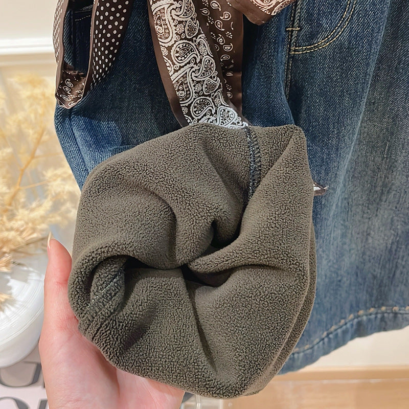 Girls' new autumn/winter fleece-lined thickened jeans, korean style casual fashion denim pants for baby girls, children's clothing