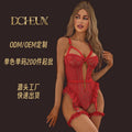 Dcheux cross-border e-commerce: new european and american style sexy women's lace mesh bodysuit with straps - customizable